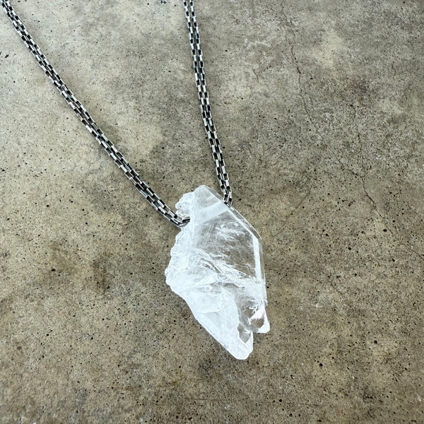 large natural quartz crystal necklace