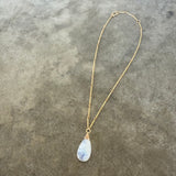 faceted rainbow moonstone teardrop necklace