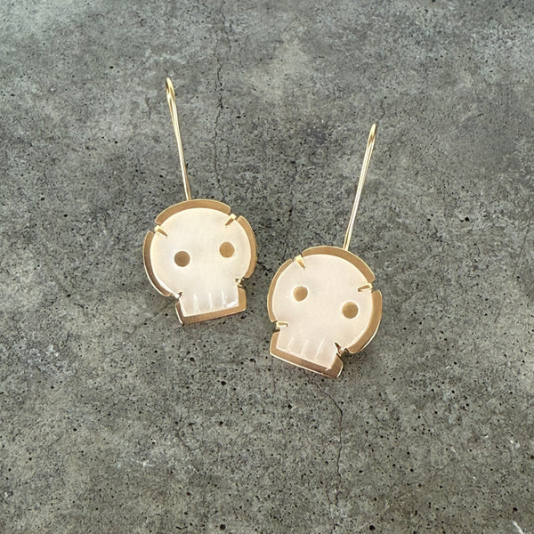 white chalcedony skull earrings
