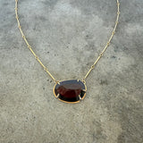faceted garnet single stone necklace