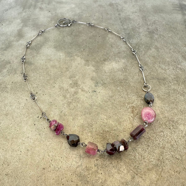 tourmaline and garnet mix necklace