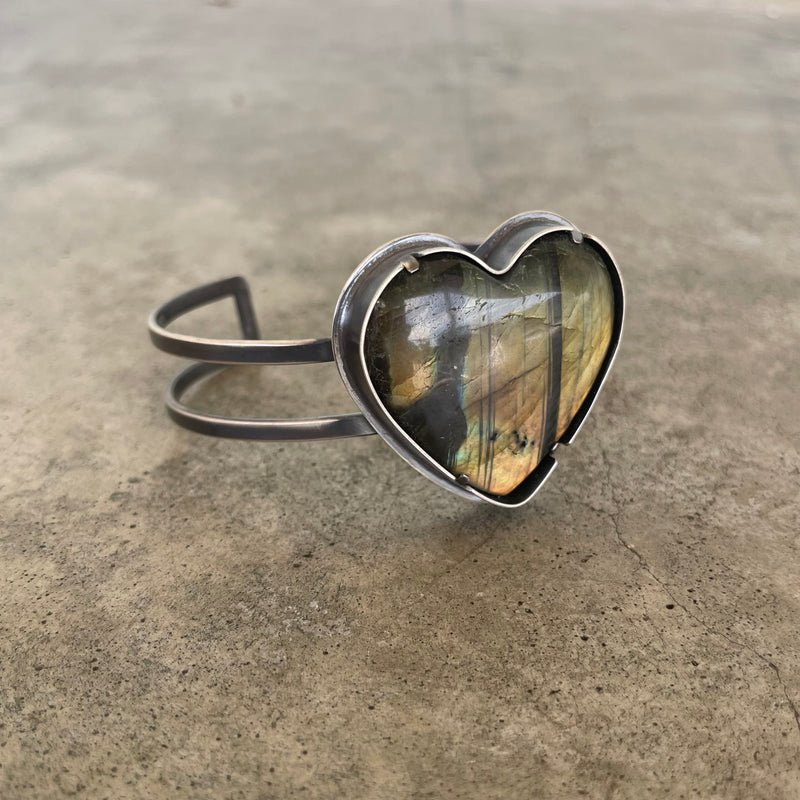 labradorite heart cuff bracelet