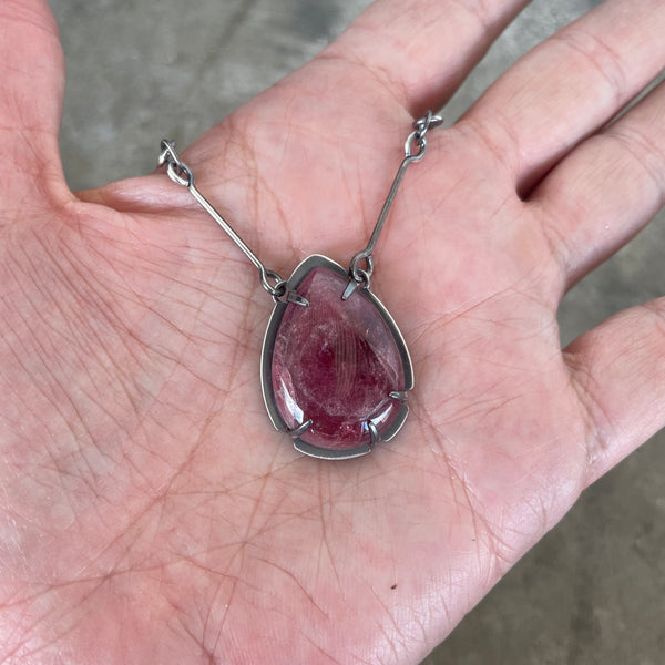 pink tourmaline teardrop necklace