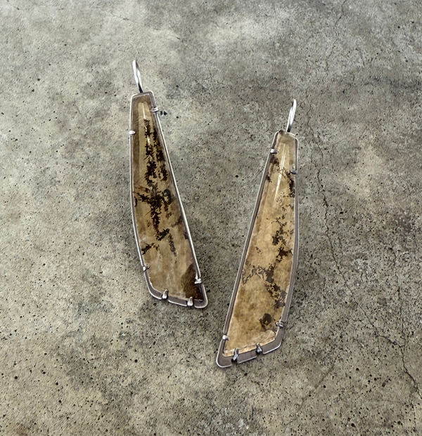 long angular mica earrings