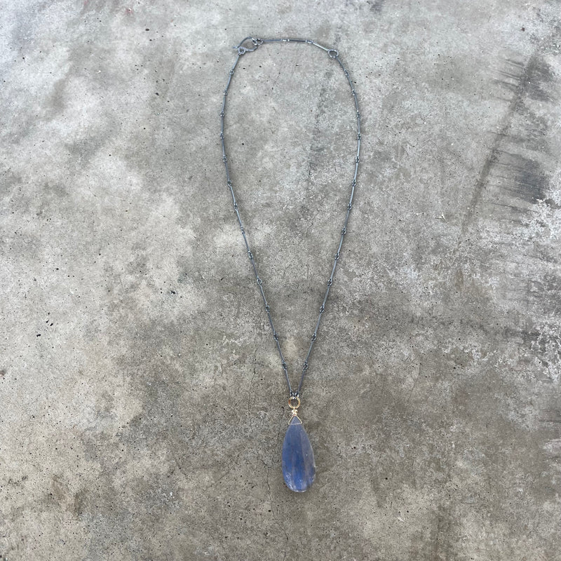 large faceted labradorite teardrop necklace