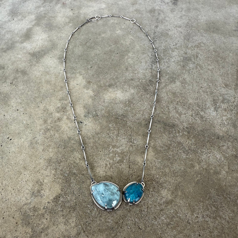 blue stone petal necklace