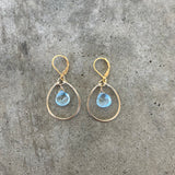 blue topaz stirrup earrings
