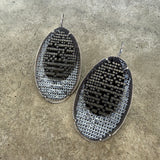 enamel mesh half moon earrings-silver - Lisa Crowder Studio