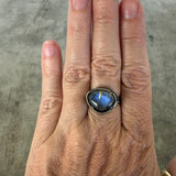 small labradorite rutilated quartz doublet ring