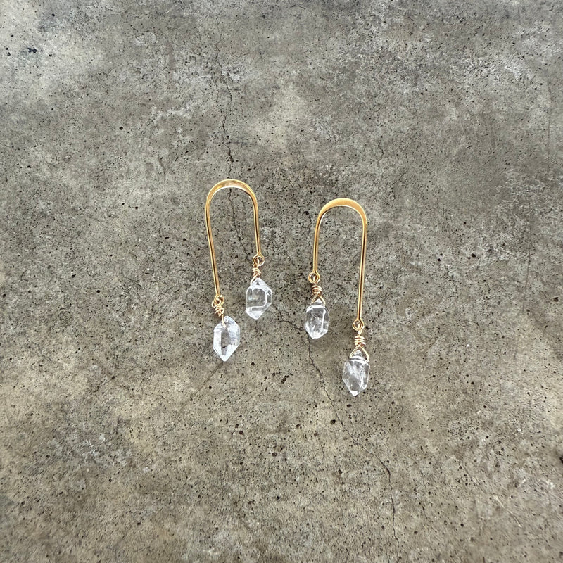 herkimer double drop earrings-vermeil