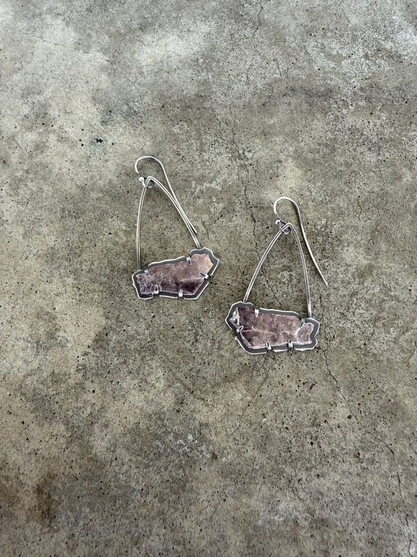 small lepidolite freeform arc earrings