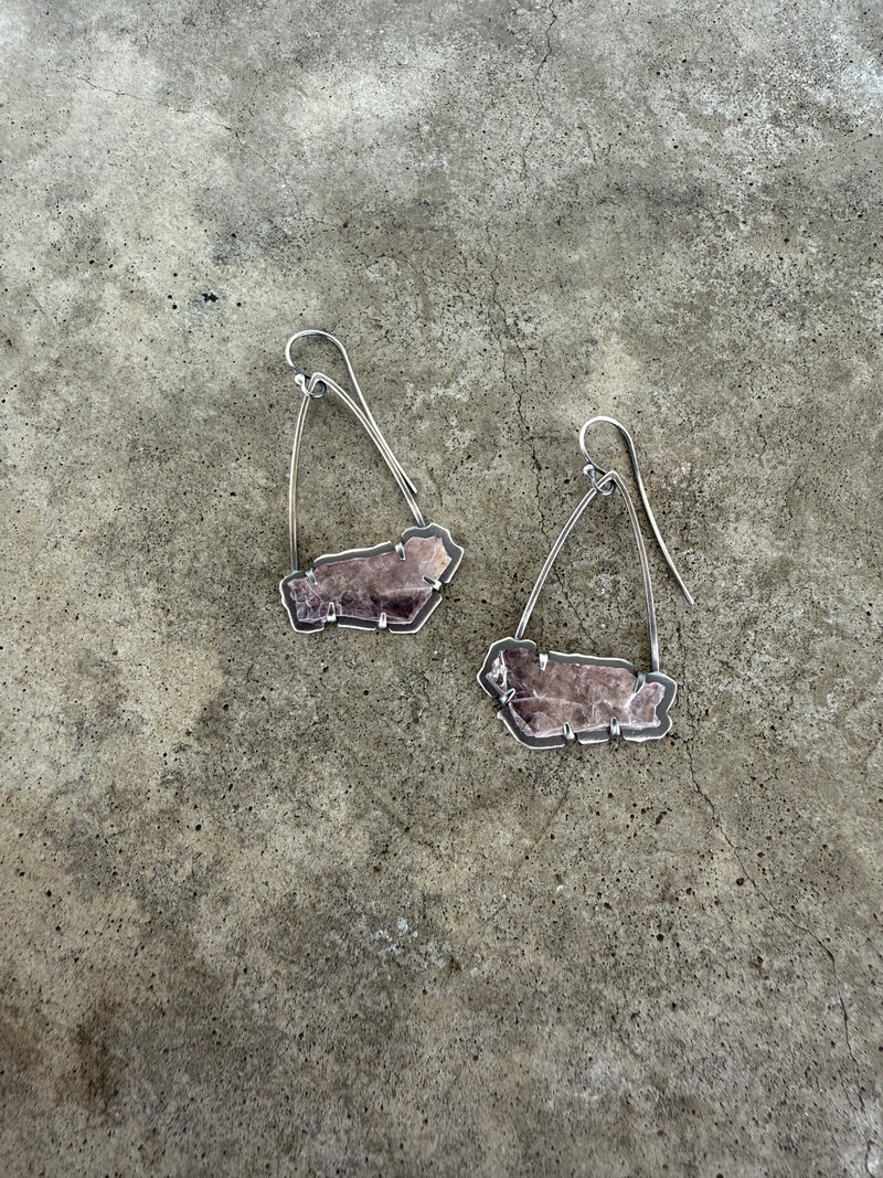 small lepidolite freeform arc earrings