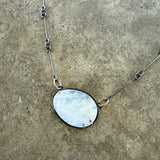 large rainbow moonstone 2 tone necklace - Lisa Crowder Studio