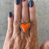 orange enamel heart ring