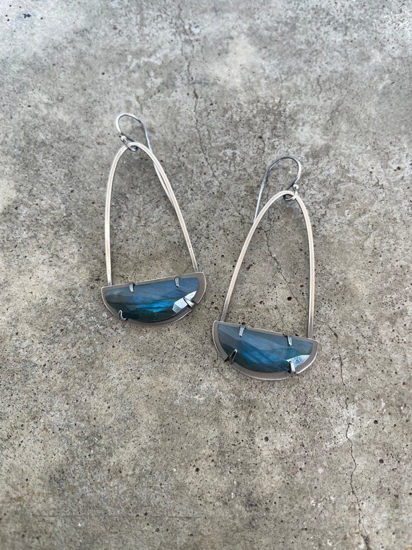 labradorite arc earrings