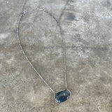 large aqua kyanite freeform necklace