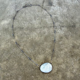 large rainbow moonstone 2 tone necklace - Lisa Crowder Studio