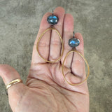 labradorite two tone hatch hoop earrings