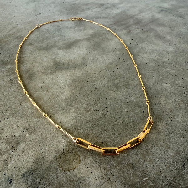 box chain layering necklace-gold
