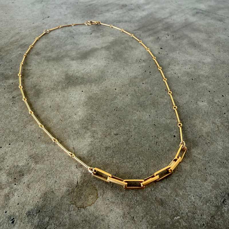 box chain layering necklace-gold
