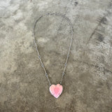 small pink conch heart necklace