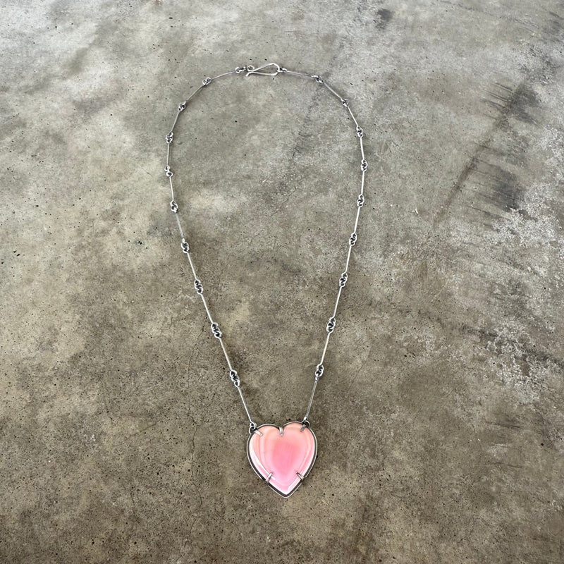 small pink conch heart necklace