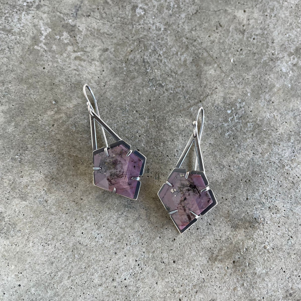 geometric sapphire earrings