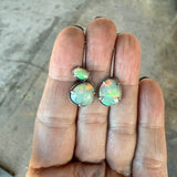 rounded asymmetrical welo opal drop earrings