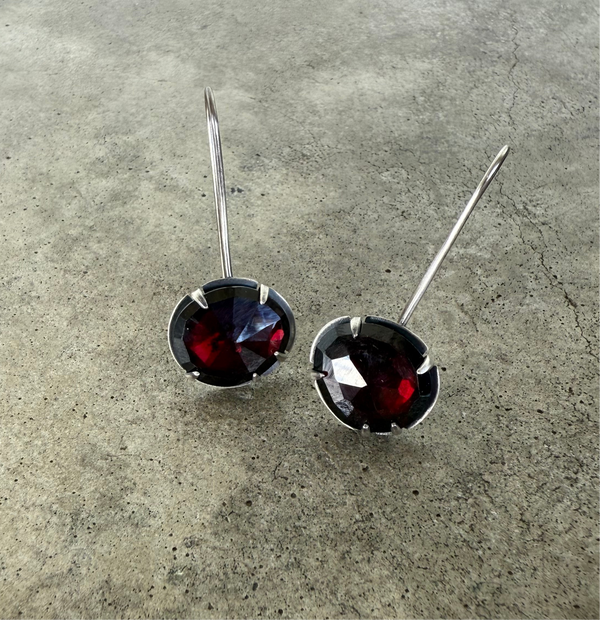 garnet faceted earrings