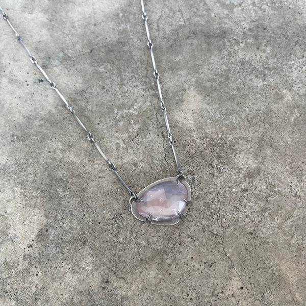 faceted rose quartz necklace