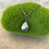 faceted pyrite single stone necklace