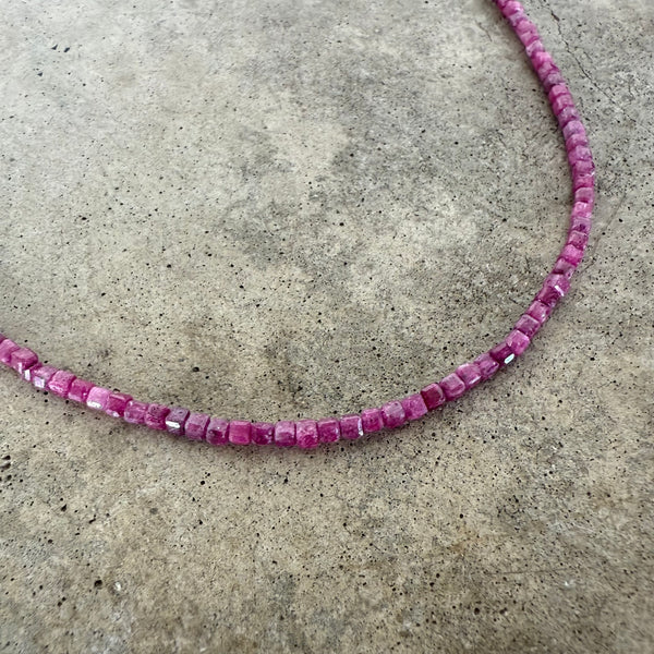 faceted ruby cube necklace