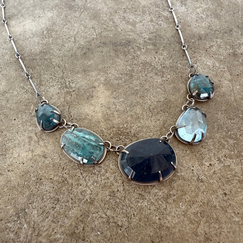 5 stone blue mix necklace