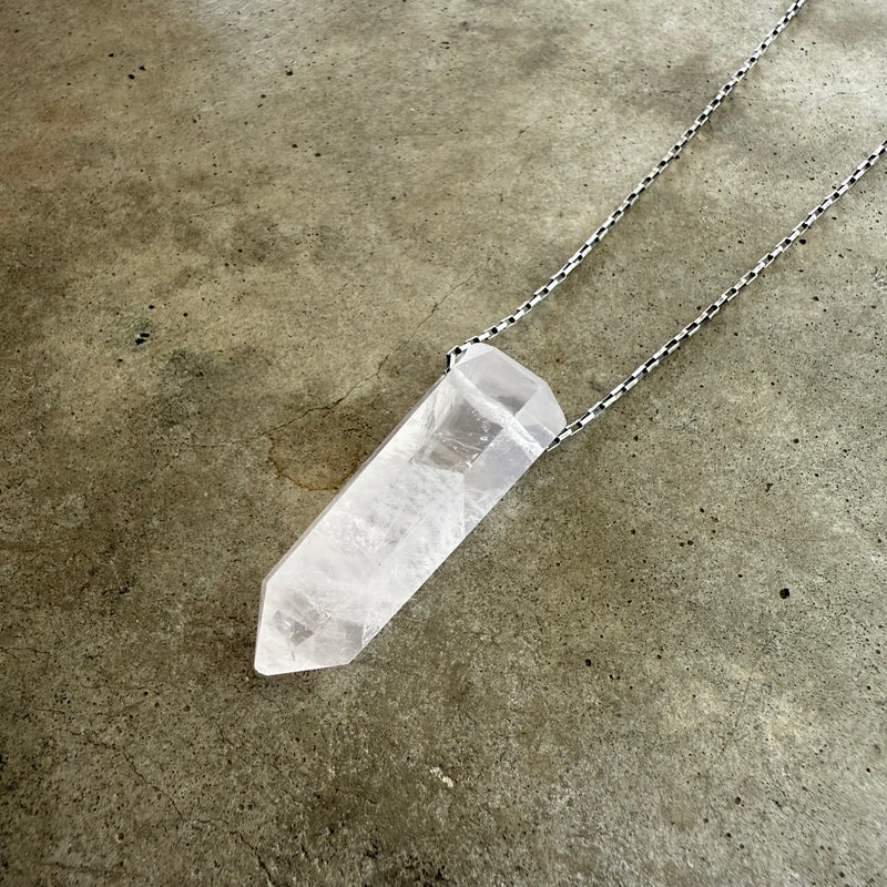 geometric rose quartz necklace