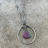 small single stirrup necklace with ruby kyanite - Lisa Crowder Studio