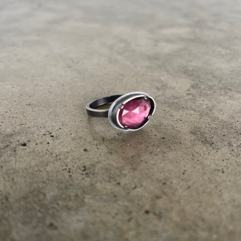 pink tourmaline freeform ring