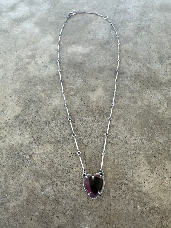 small watermelon tourmaline heart necklace