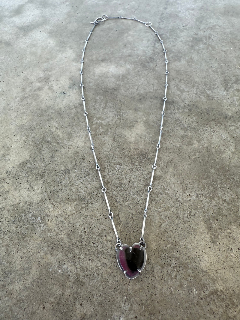 small watermelon tourmaline heart necklace