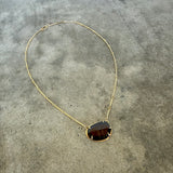 faceted garnet single stone necklace