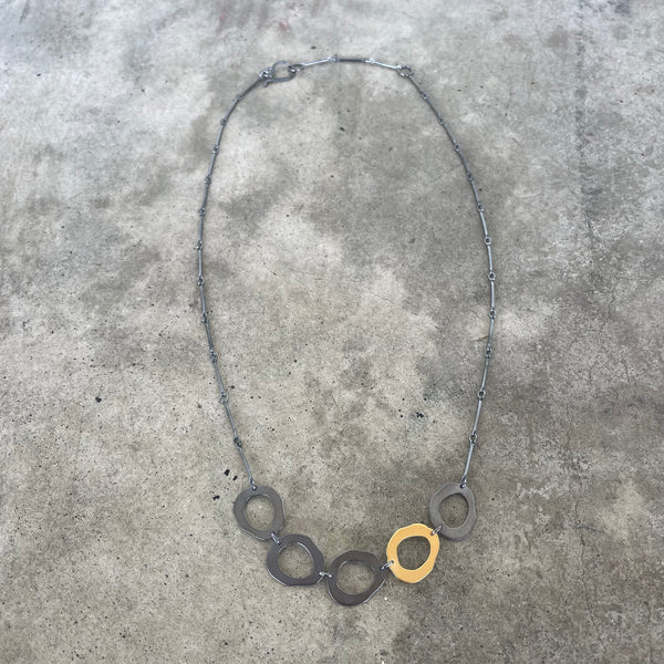 small 5 rough cut two tone necklace