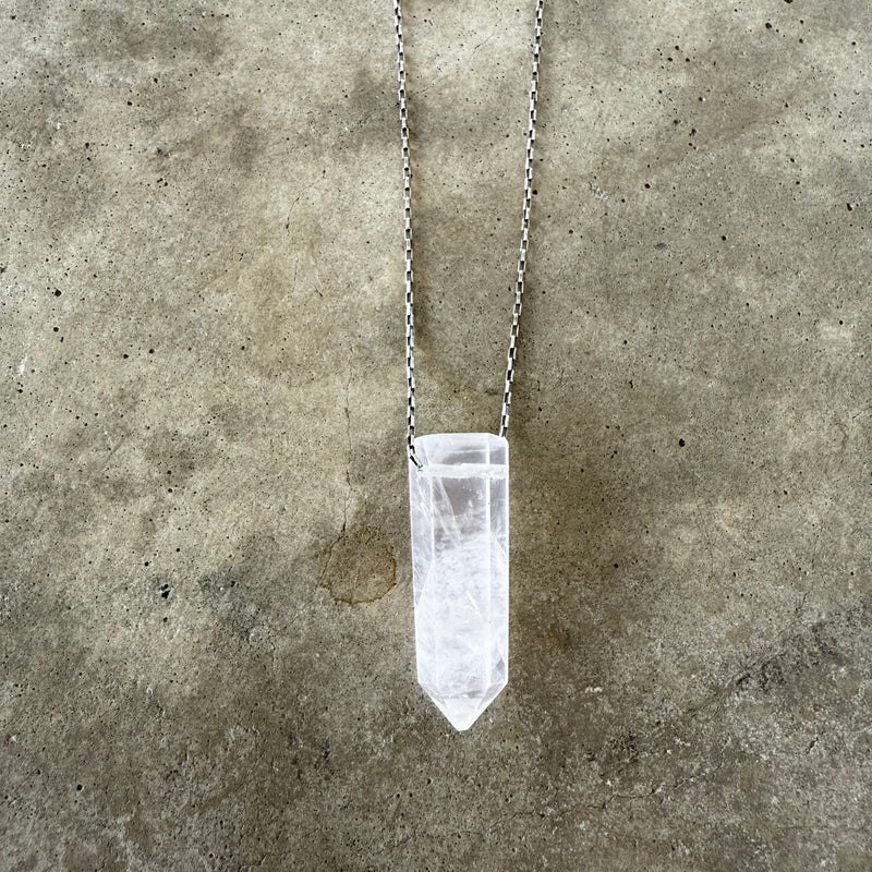 geometric rose quartz necklace