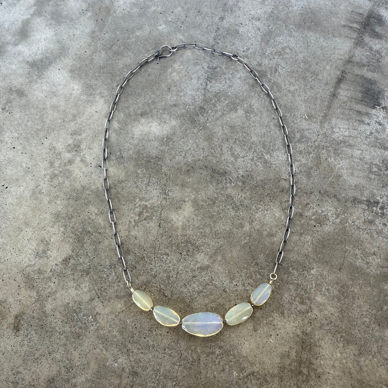 welo opal 5 stone necklace