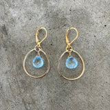 blue topaz stirrup earrings