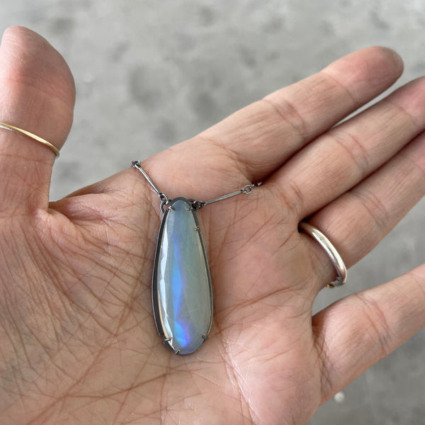 long opal single stone necklace