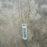 natural aquamarine pendant-goldfill - Lisa Crowder Studio