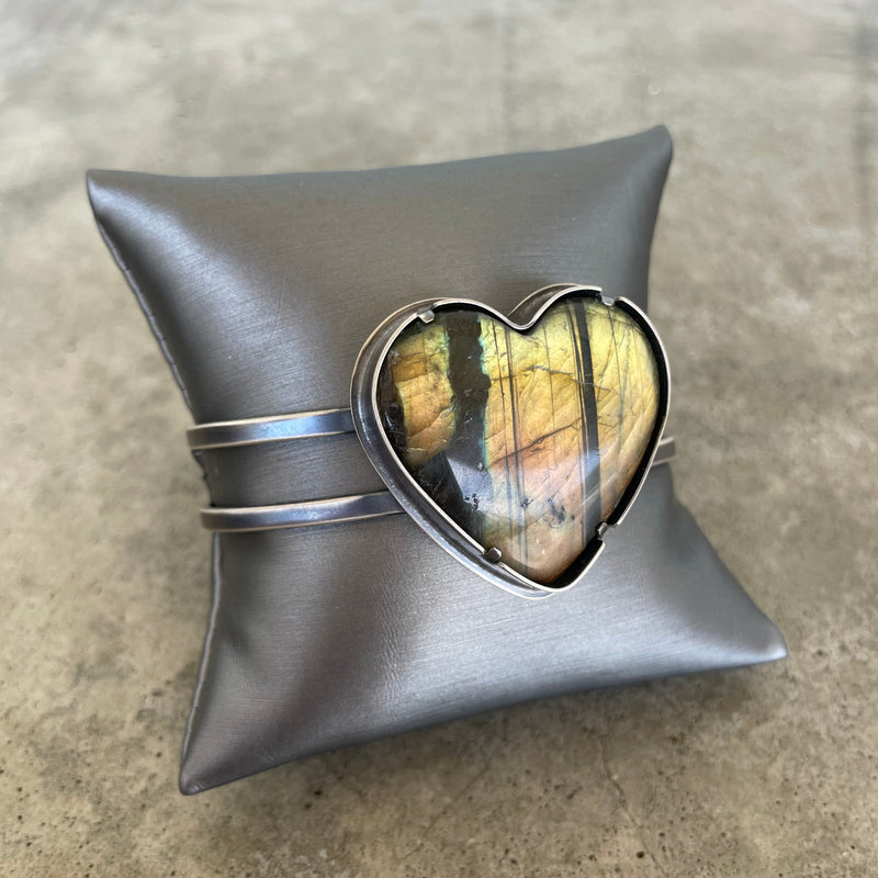 labradorite heart cuff bracelet