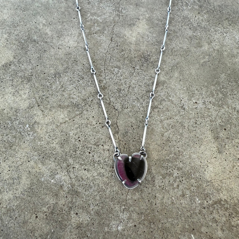 small watermelon tourmaline heart necklace