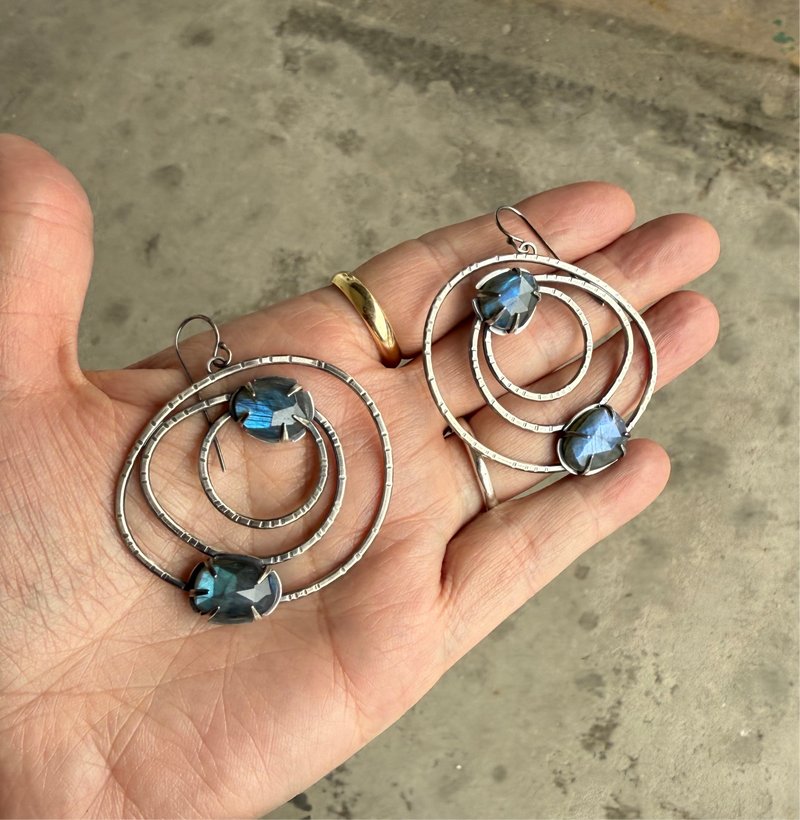 small constellation earrings with labradorite