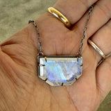 rainbow moonstone geometric necklace