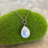 faceted rainbow moonstone teardrop necklace